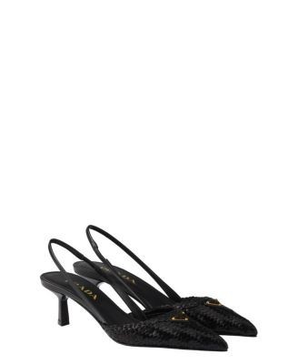 Prada Women's Woven Leather Slingback Pumps