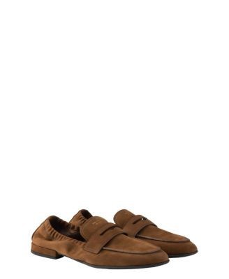 Prada Women's Shuffle Antiqued Suede Leather Loafers