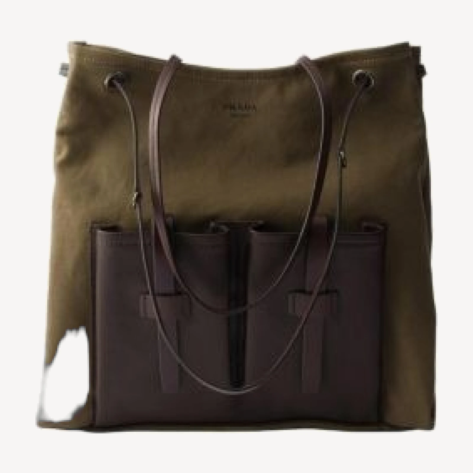 Prada Route Large Canvas And Leather Bag