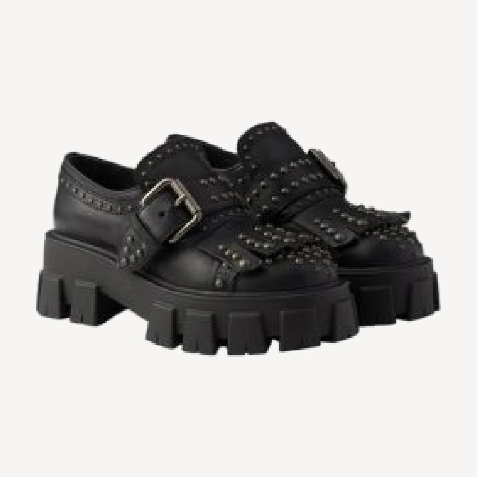 Prada Women's Monolith Studded Leather Loafers