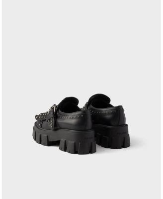 Prada Women's Monolith Studded Leather Loafers