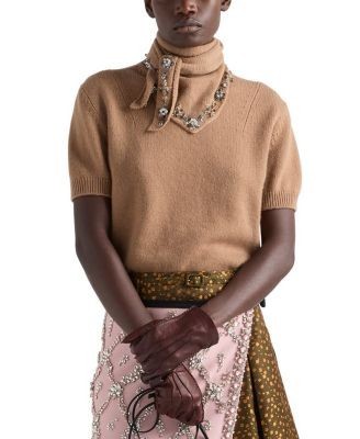 Prada Short Sleeved Cashmere Sweater with Scarf