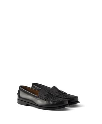 Prada Men's Brushed Leather And Crocodile Loafers