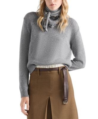 Prada Cashmere Crew-neck Sweater with Scarf