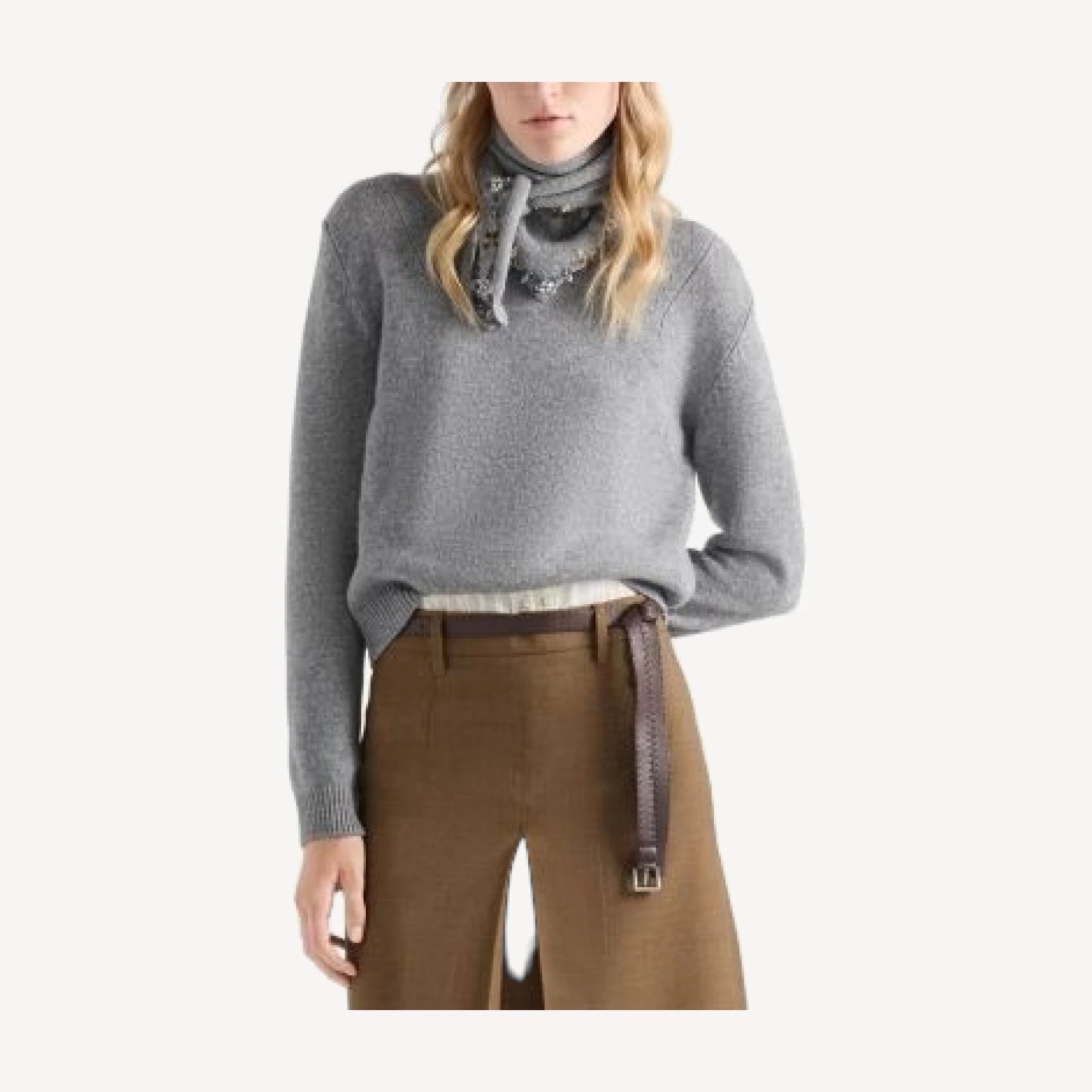 Prada Cashmere Crew-neck Sweater with Scarf