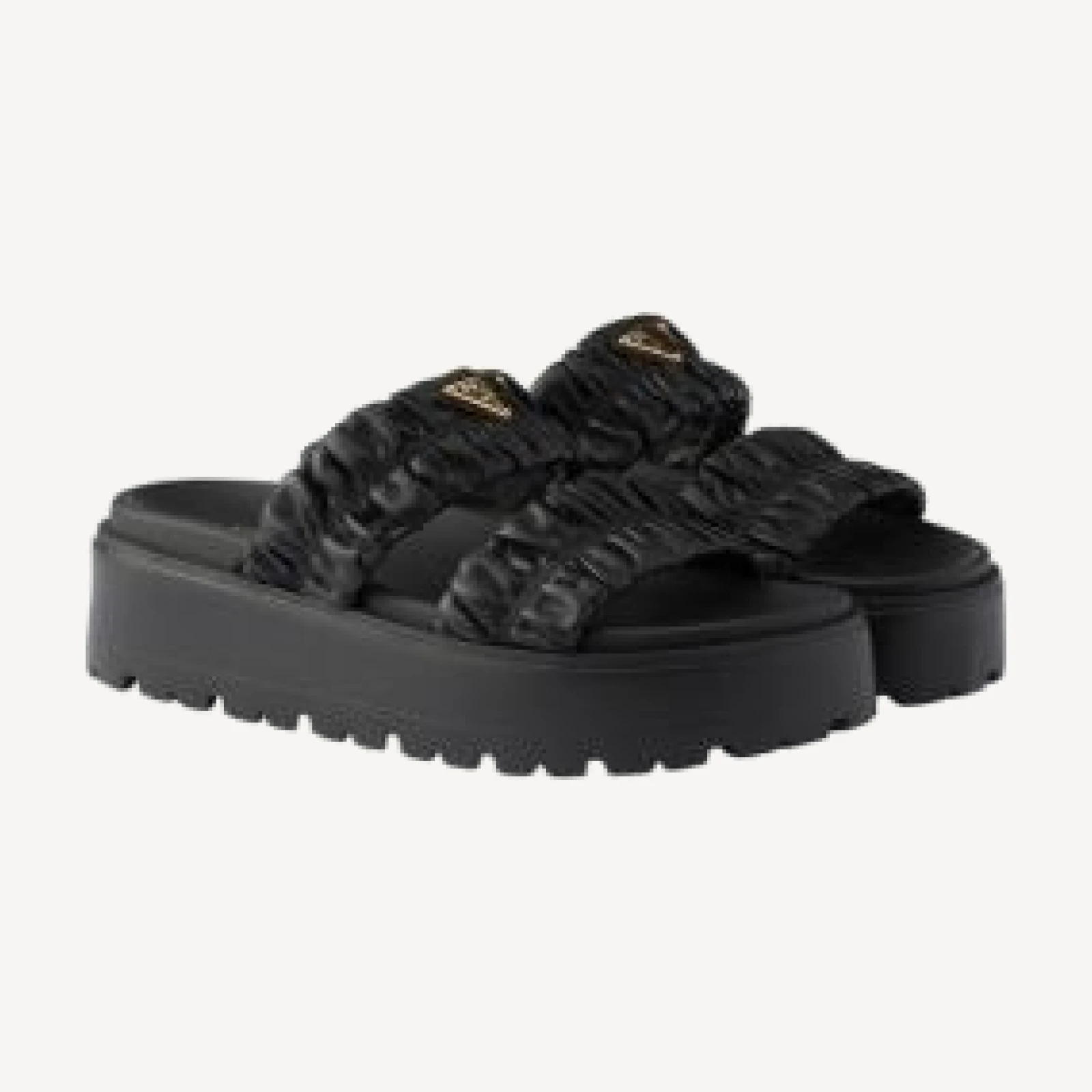 Prada Women's Matelasse Nappa Leather Flatform Slides