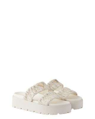 Prada Women's Matelasse Nappa Leather Flatform Slides