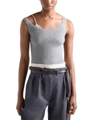 Ribbed Knit Cashmere Tank Top