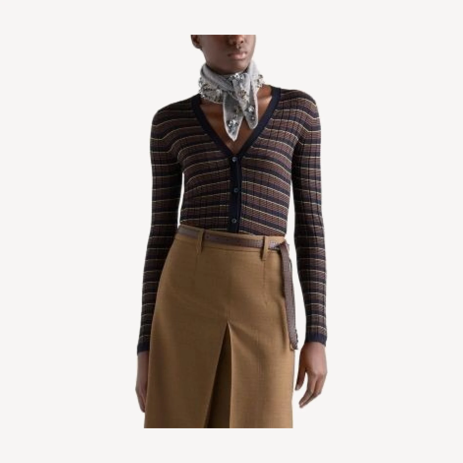 Prada Striped Cashmere and Silk Cardigan