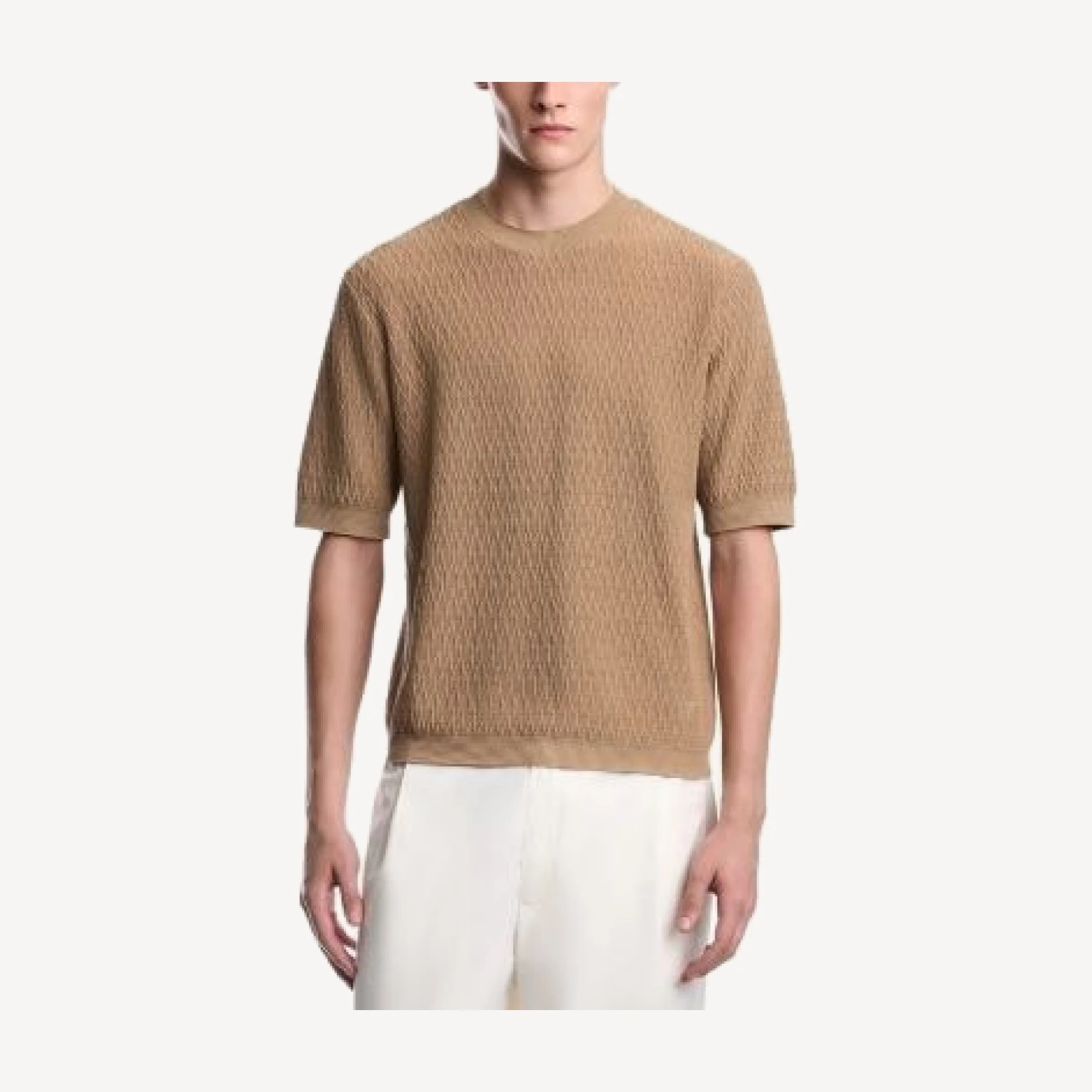 Emporio Armani Chevron Jacquard Short Sleeve Sweater