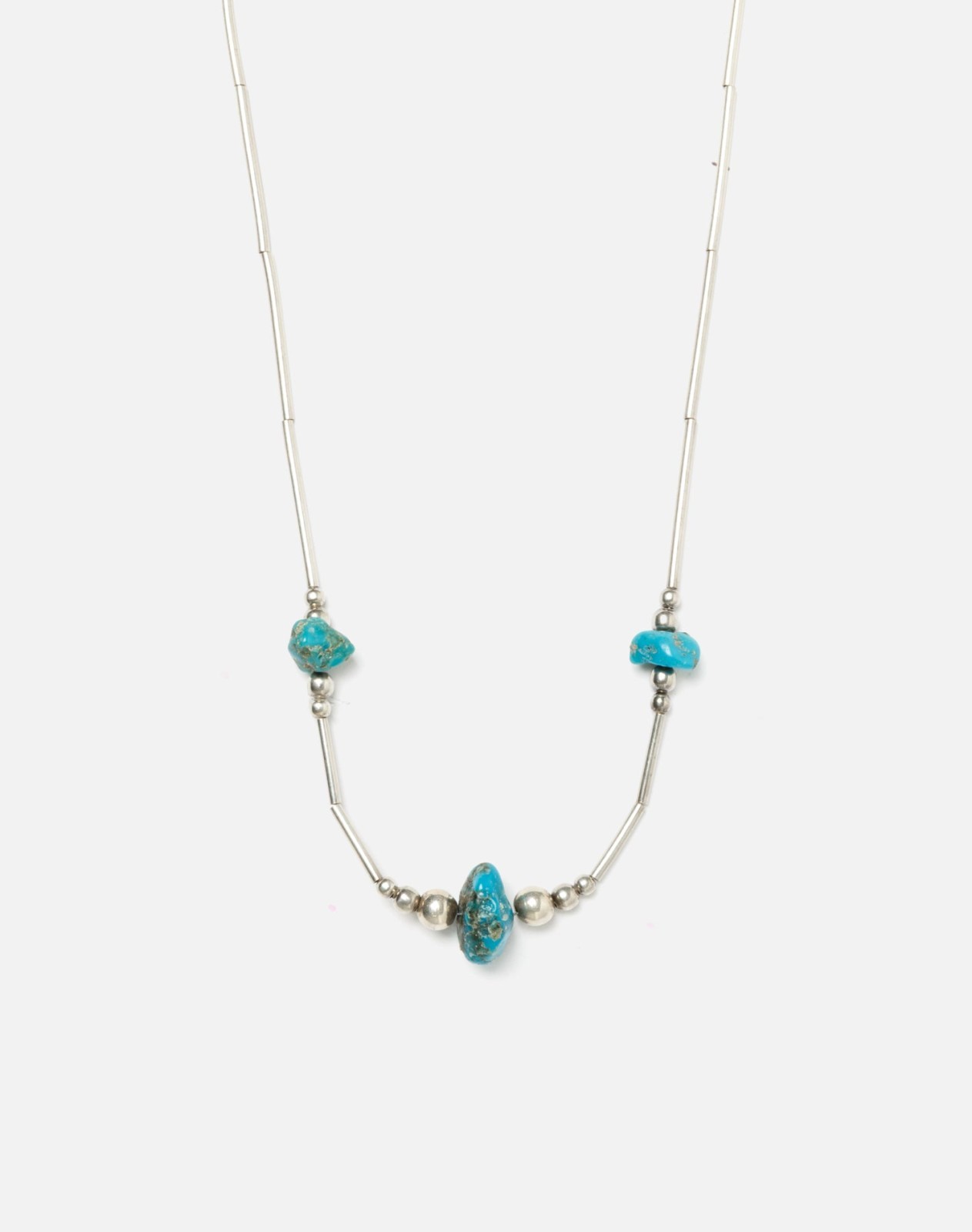 RE/DONE Vintage | 70s Liquid Silver and Turquoise Choker Necklace | Vintage Necklaces