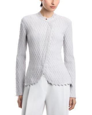 Emporio Armani Round Neck Asymmetric Zip Up Blazer