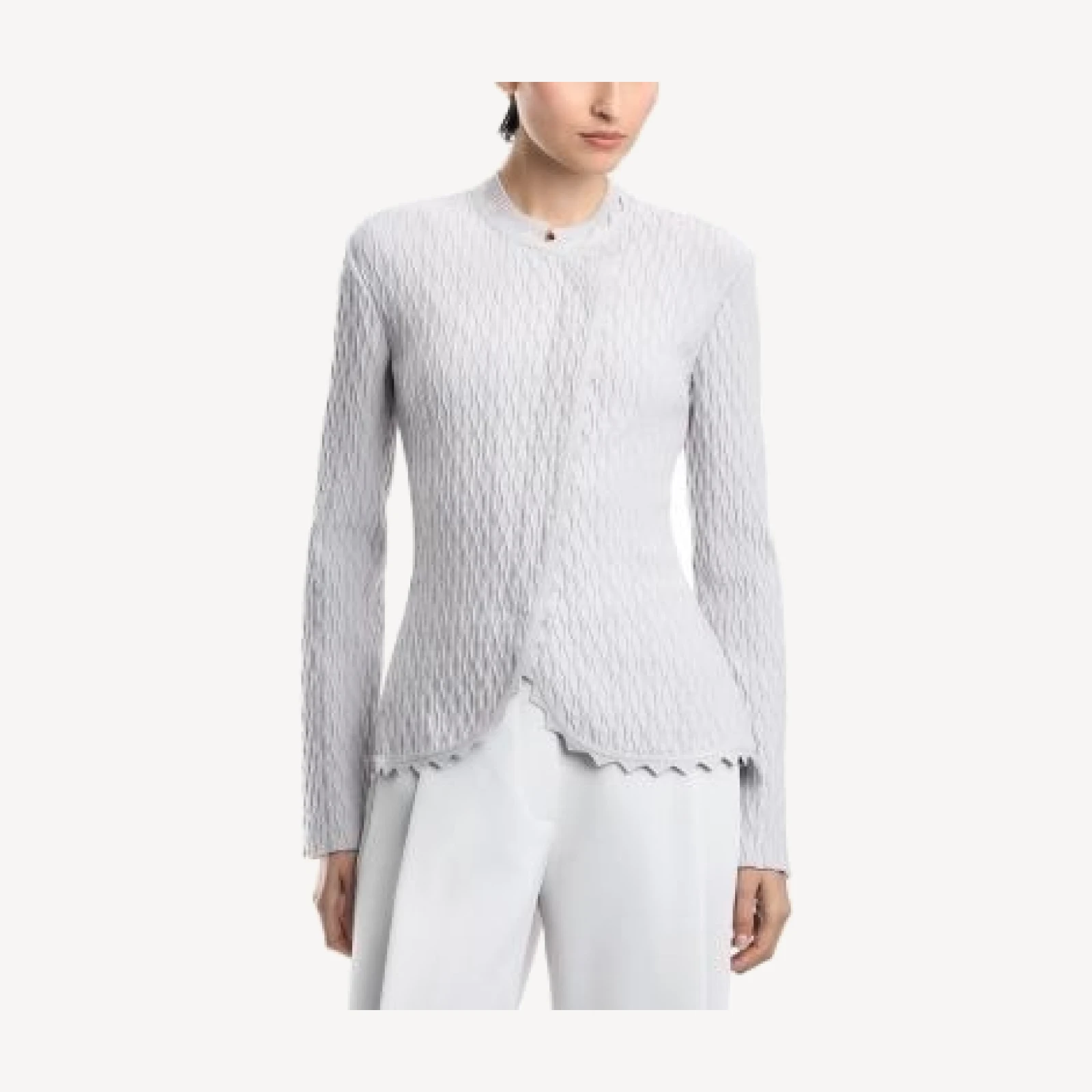 Emporio Armani Round Neck Asymmetric Zip Up Blazer