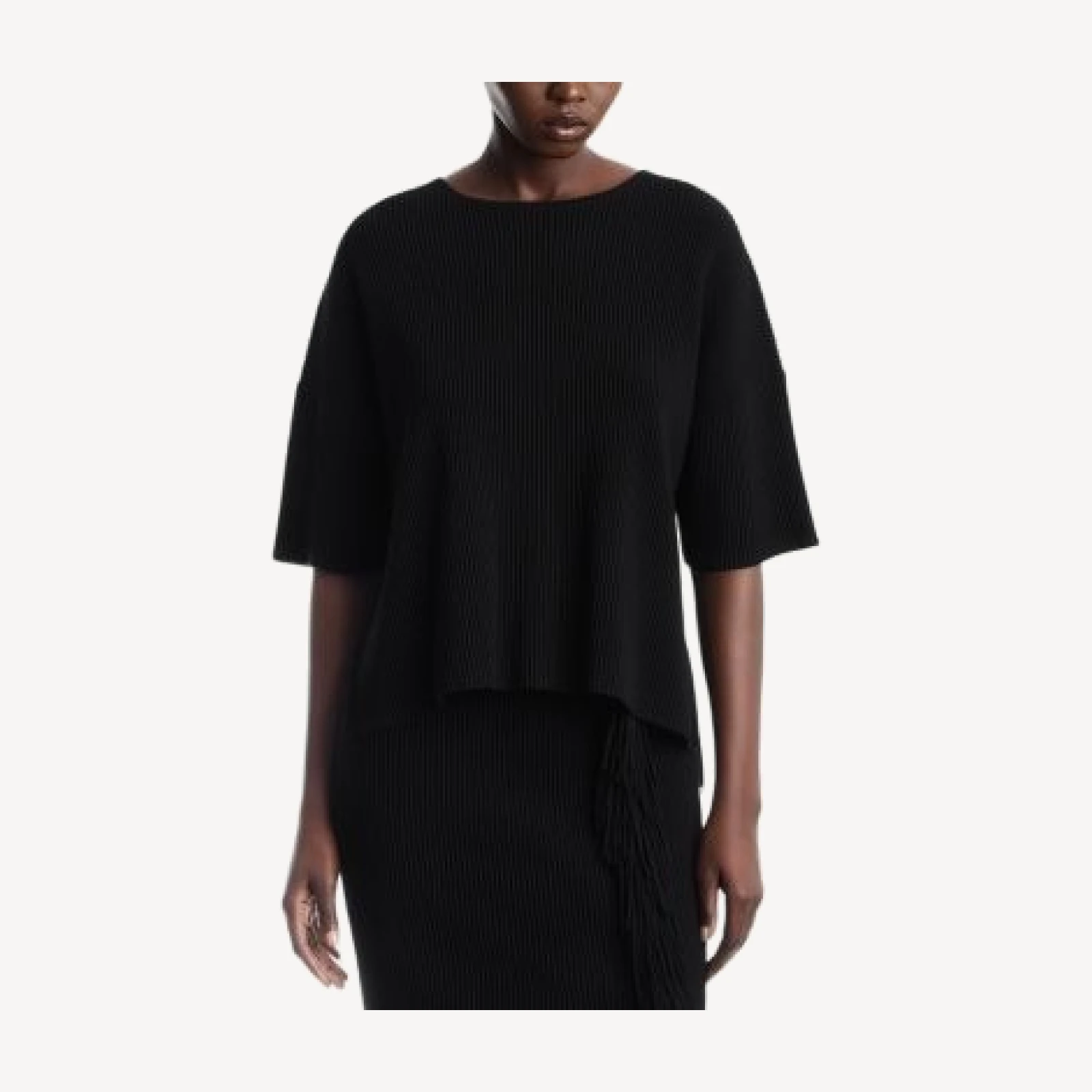 Emporio Armani Ribbed Fringe Trim Cardigan