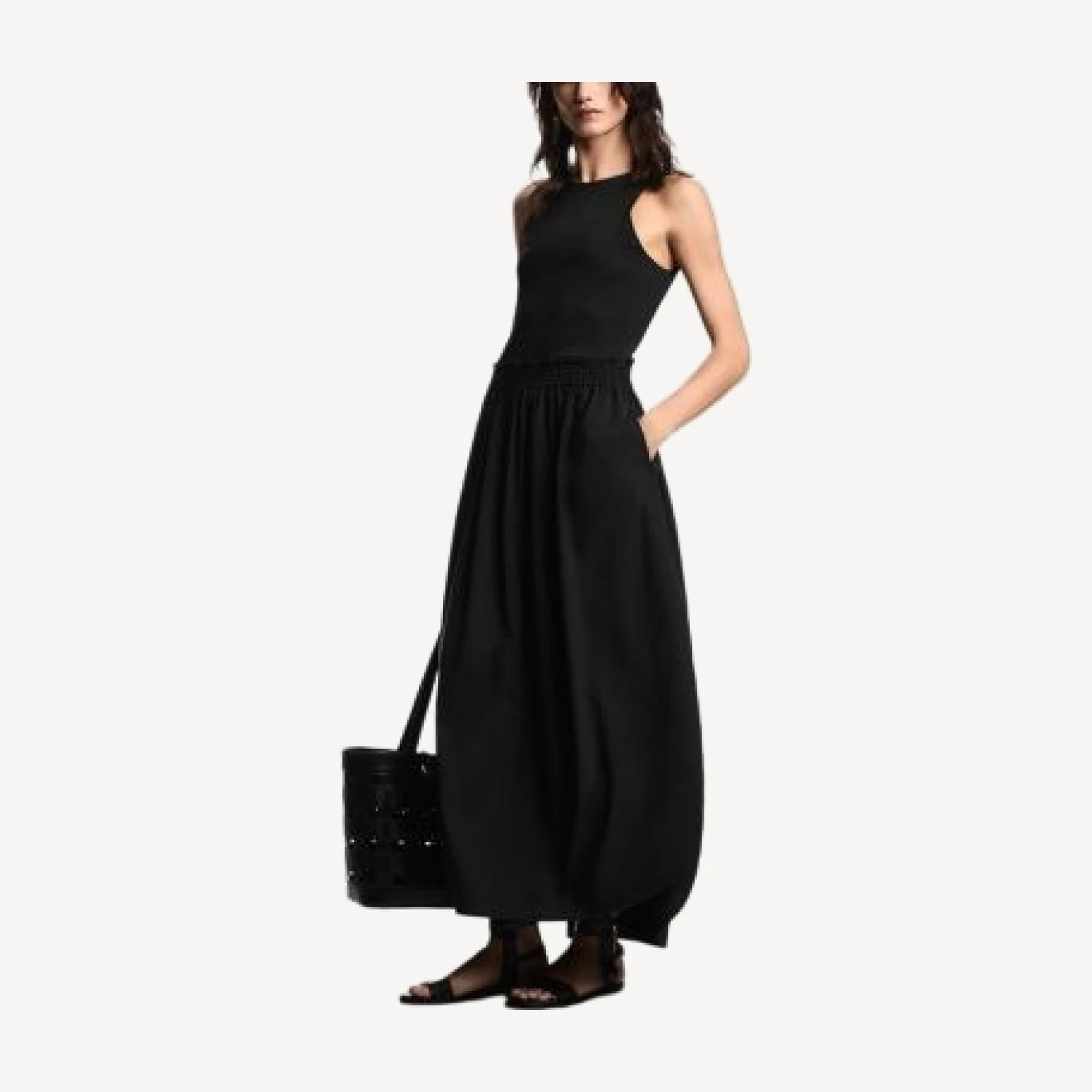 Emporio Armani Punto Milano Mixed Media Maxi Dress