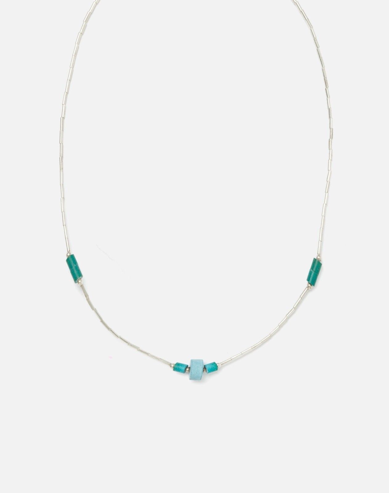 RE/DONE Vintage | 70s Liquid Silver and Turquoise Choker Necklace | Vintage Necklaces