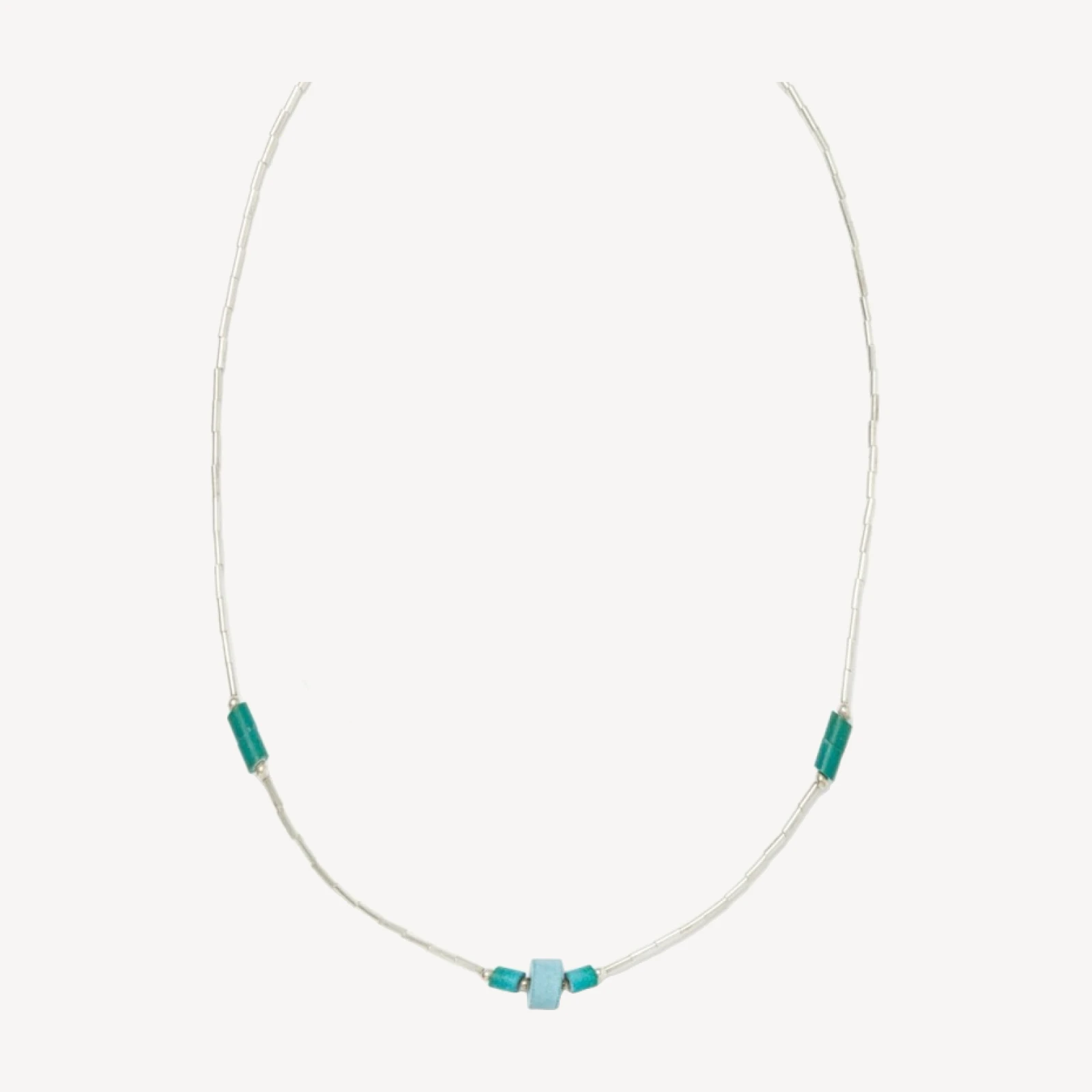 RE/DONE Vintage | 70s Liquid Silver and Turquoise Choker Necklace | Vintage Necklaces