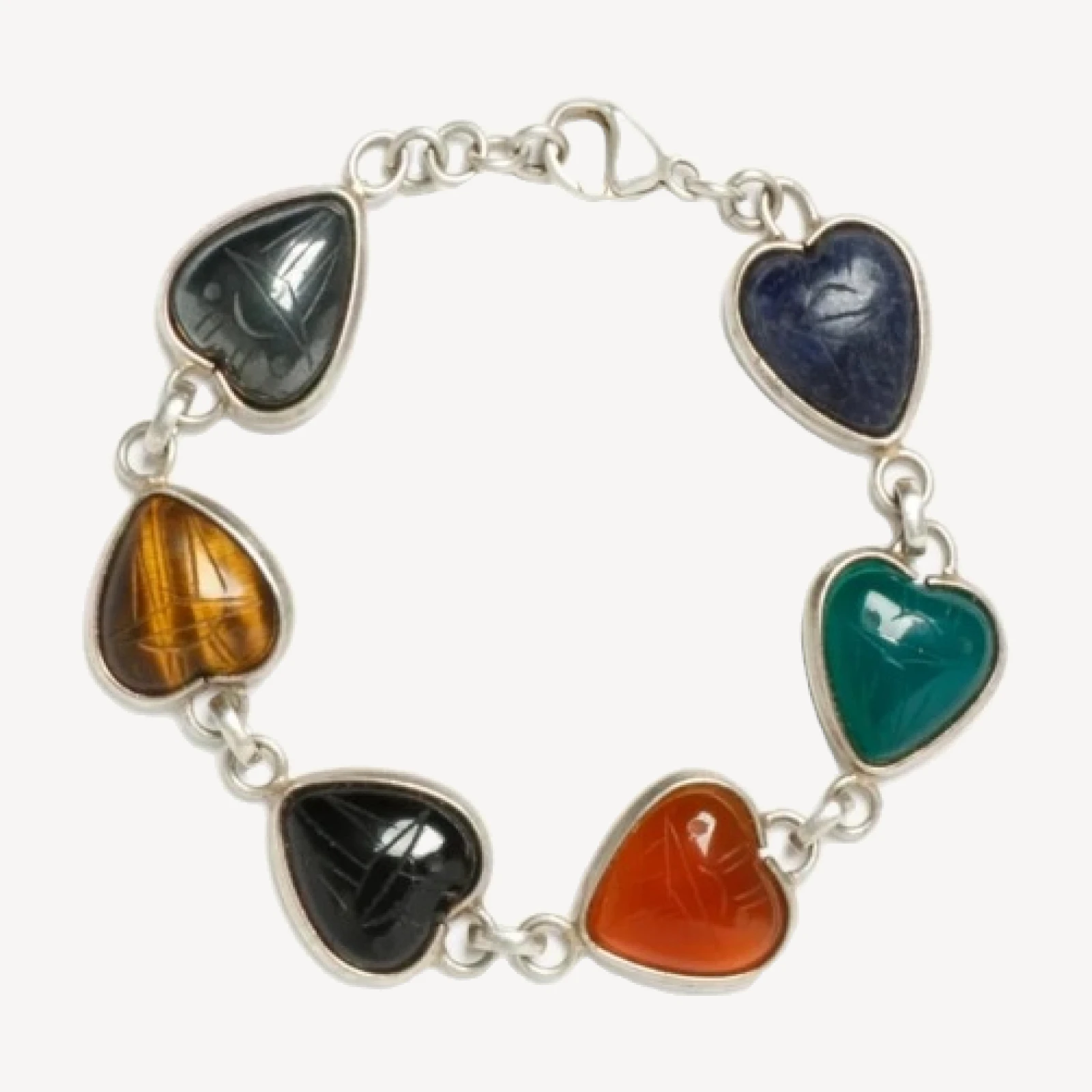RE/DONE Vintage | 30s Scarab Gemstone and Sterling Silver Bracelet | Vintage Bracelets