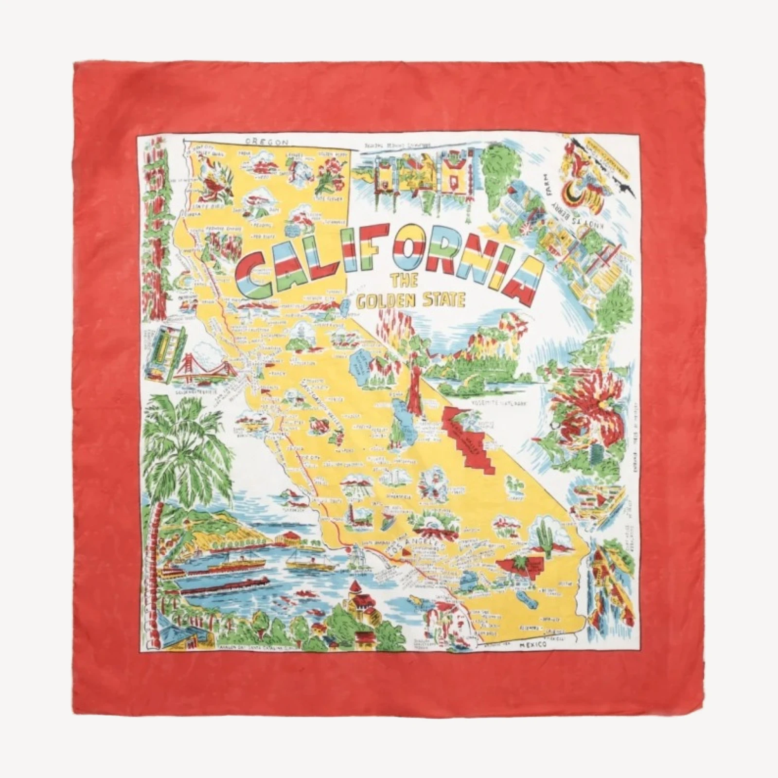 50s Silk California Souvenir Scarf