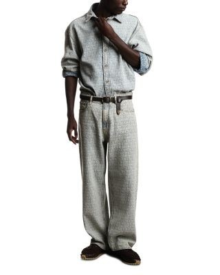 Emporio Armani Allover Jacquard Jeans in Light Blue Denim