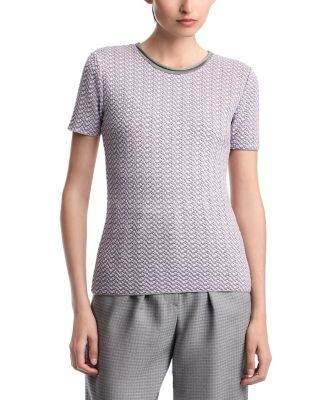 Emporio Armani Flounced Jacquard Jersey Top