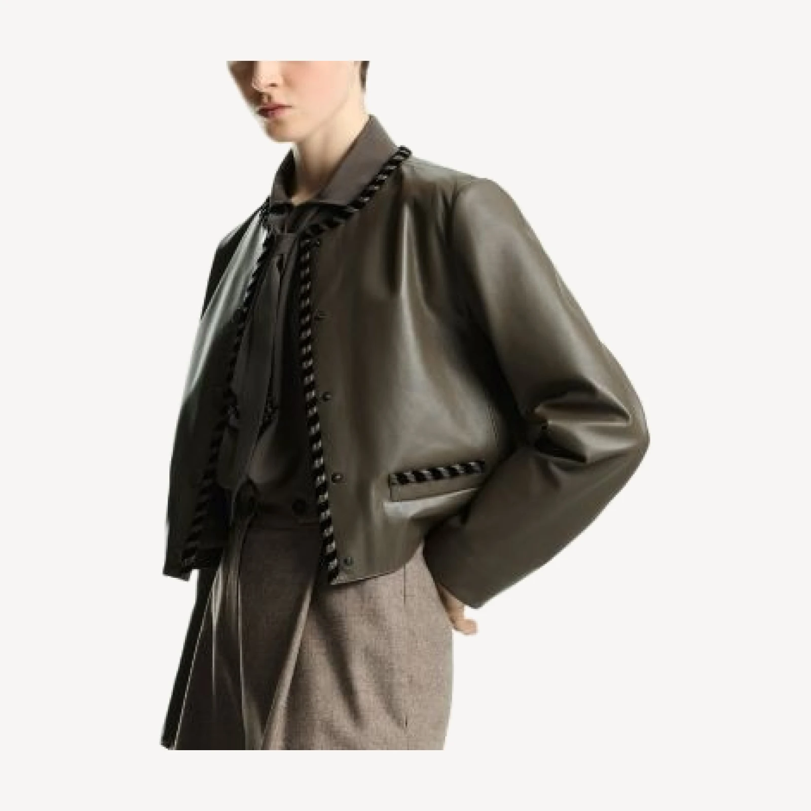 Emporio Armani Leather Braided Trim Jacket