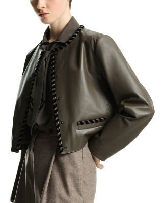 Emporio Armani Leather Braided Trim Jacket