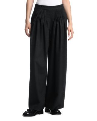 Emporio Armani Oversized Wool Blend Flannel Trousers