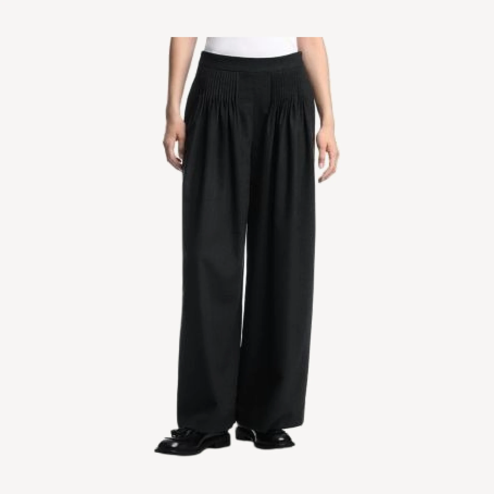 Emporio Armani Oversized Wool Blend Flannel Trousers