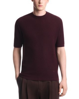 Emporio Armani Virgin Wool Fancy Stitch Short Sleeve Sweater