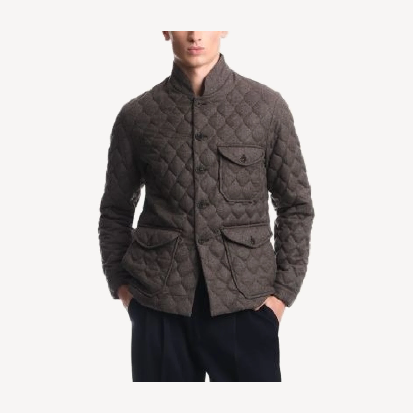 Emporio Armani Wool Stand Collar Quilted Blouson Jacket