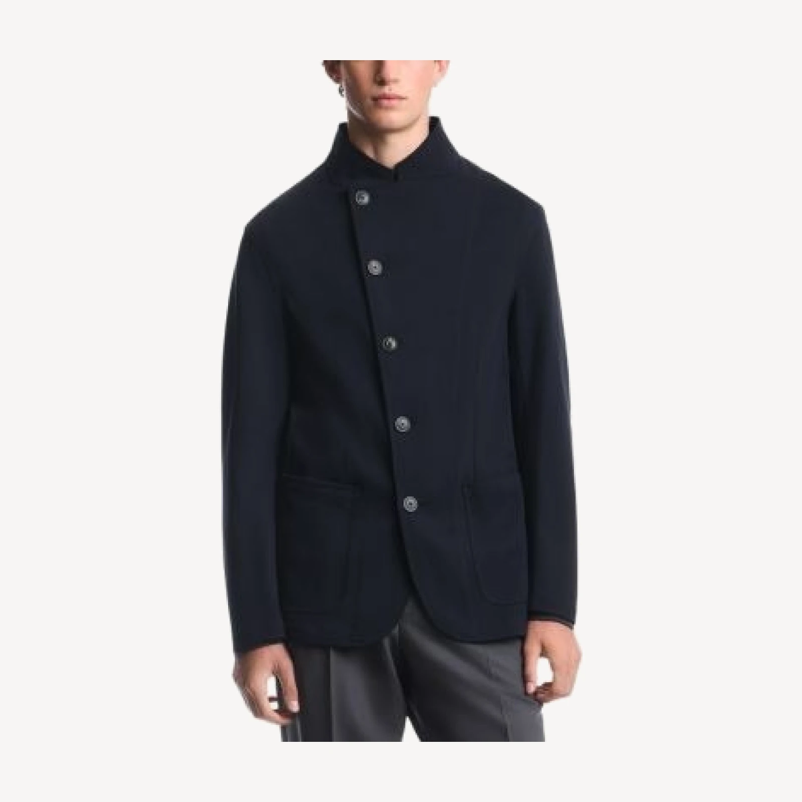 Emporio Armani Slant Button Placket Signature Jersey Jacket