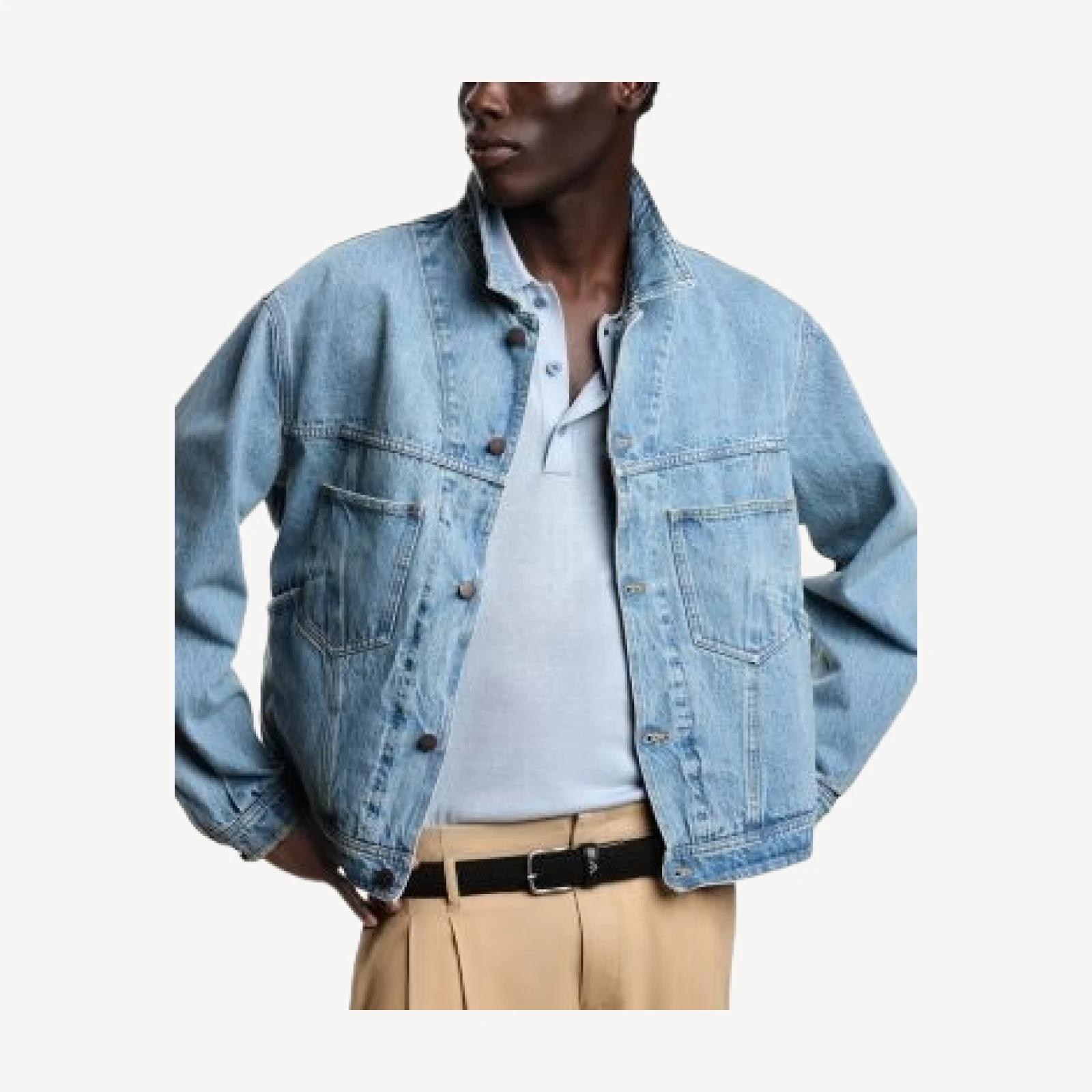 Emporio Armani Stone Washed Cotton Denim Blouson Jacket