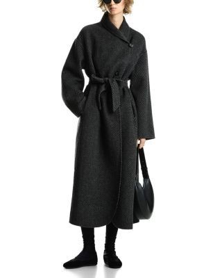 Emporio Armani Wool Blend Shawl Collar Coat