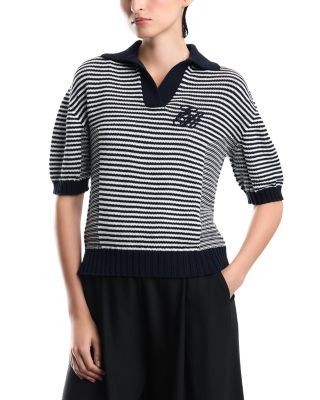 Emporio Armani Striped Cotton Blend Polo Collar Shirt