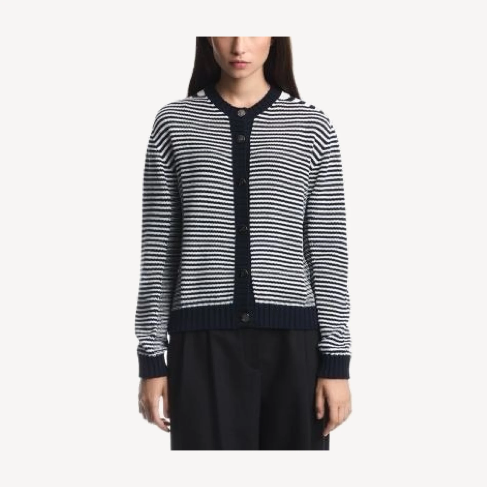 Emporio Armani Cotton Blend Mixed Stripe Cardigan