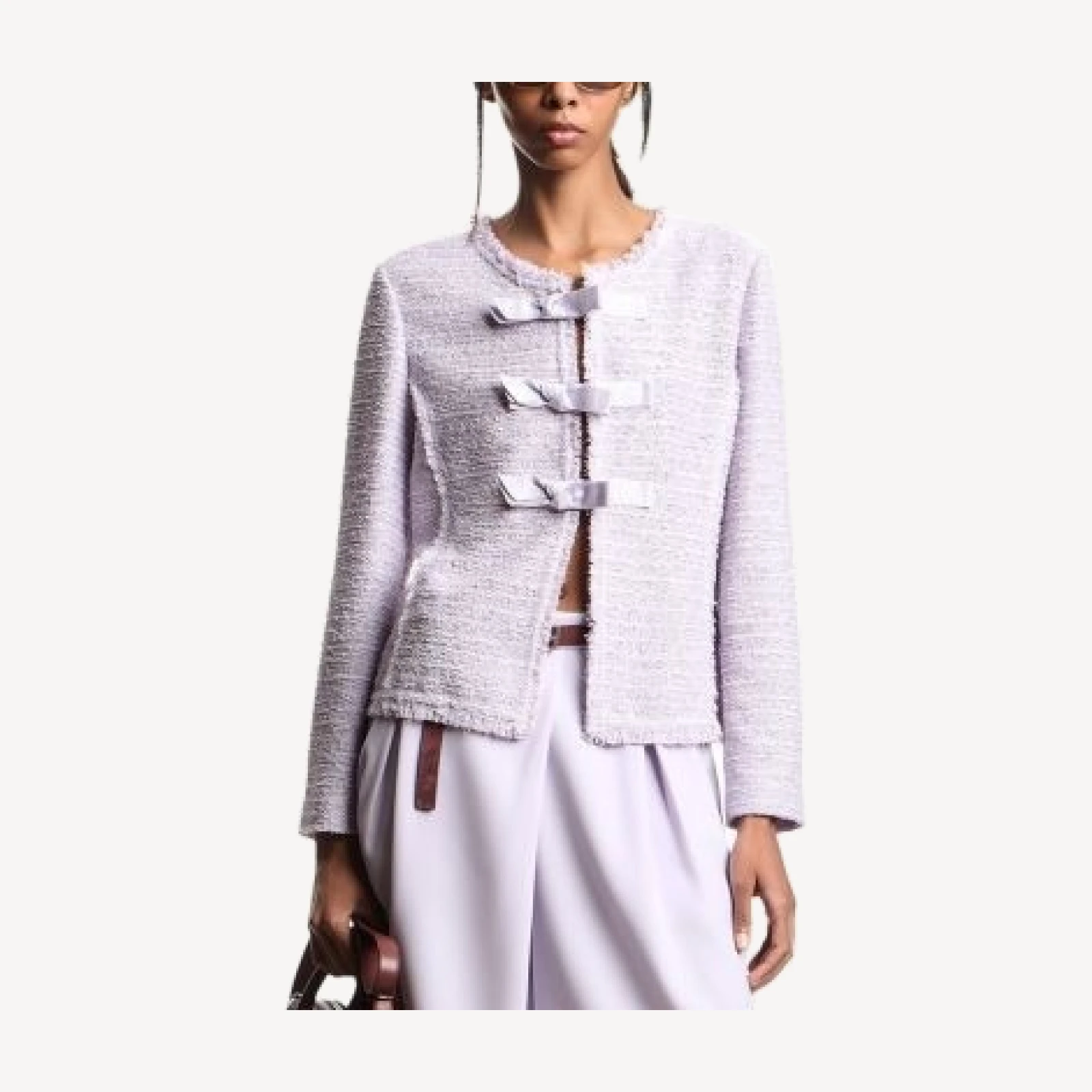 Emporio Armani Collarless Textured Bow Jacket