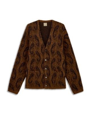 Emporio Armani Oversized Fit Jacquard Wool Blend Cardigan