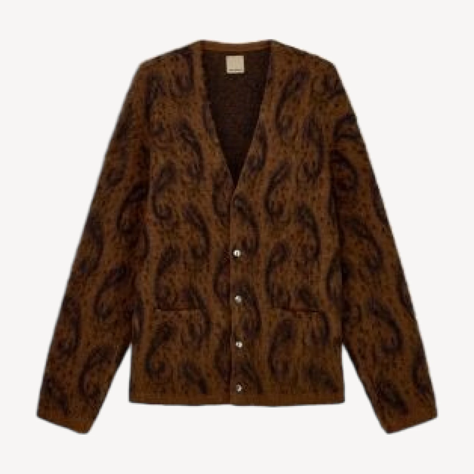 Emporio Armani Oversized Fit Jacquard Wool Blend Cardigan