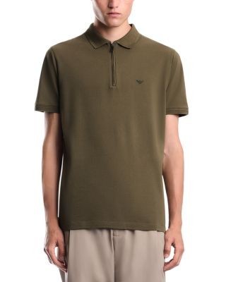 Emporio Armani Cotton Pique Zip Polo Shirt