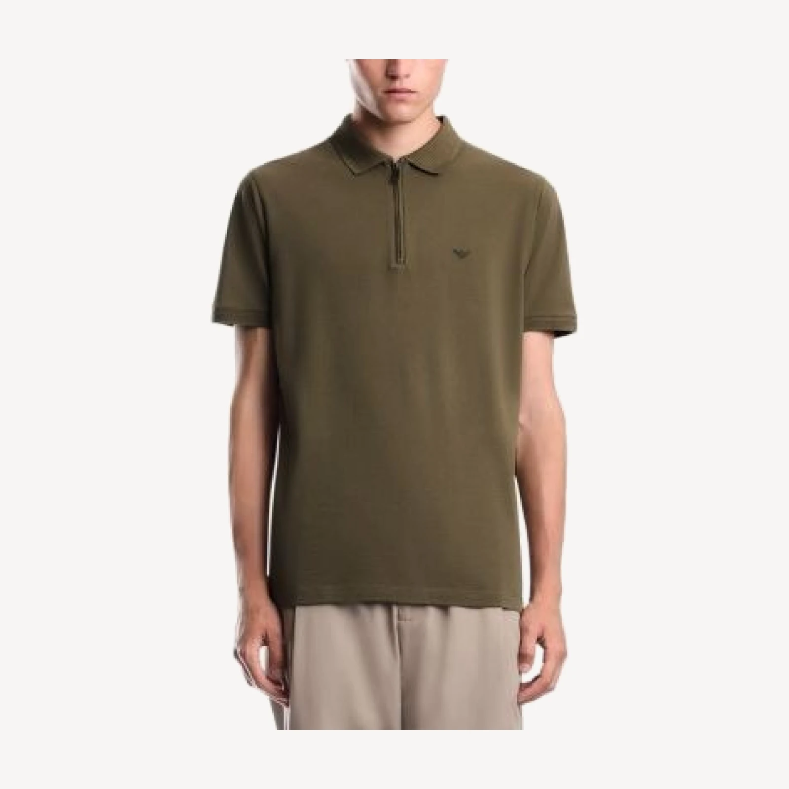 Emporio Armani Cotton Pique Zip Polo Shirt