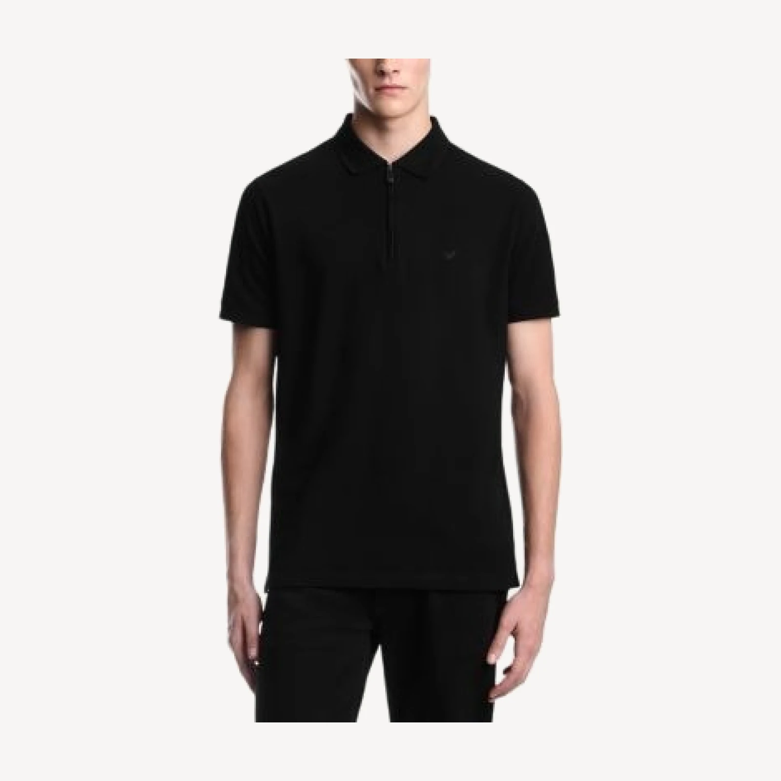 Emporio Armani Cotton Pique Zip Polo Shirt