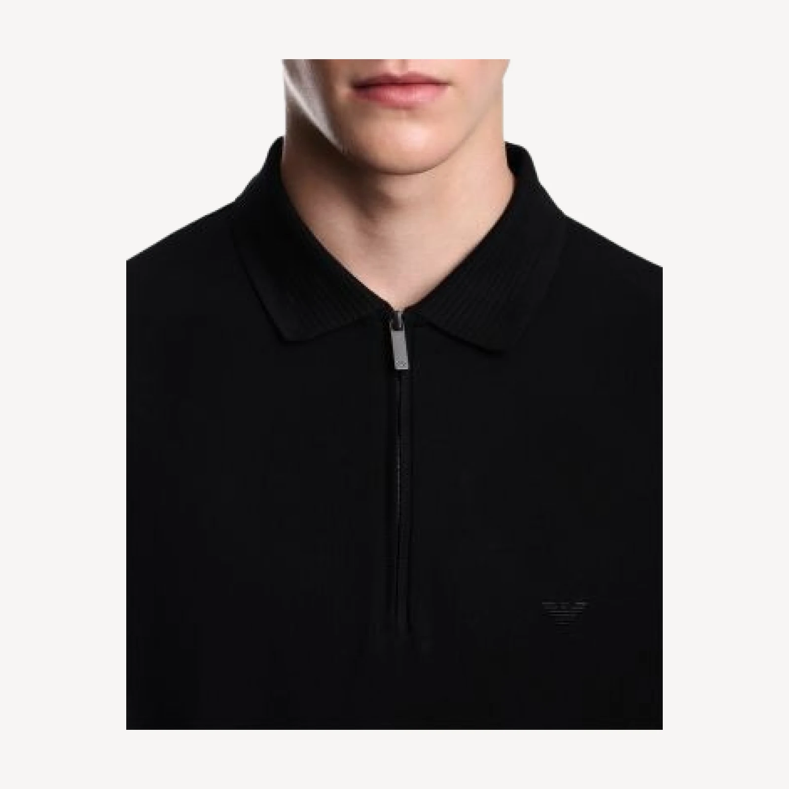 Emporio Armani Cotton Pique Zip Polo Shirt