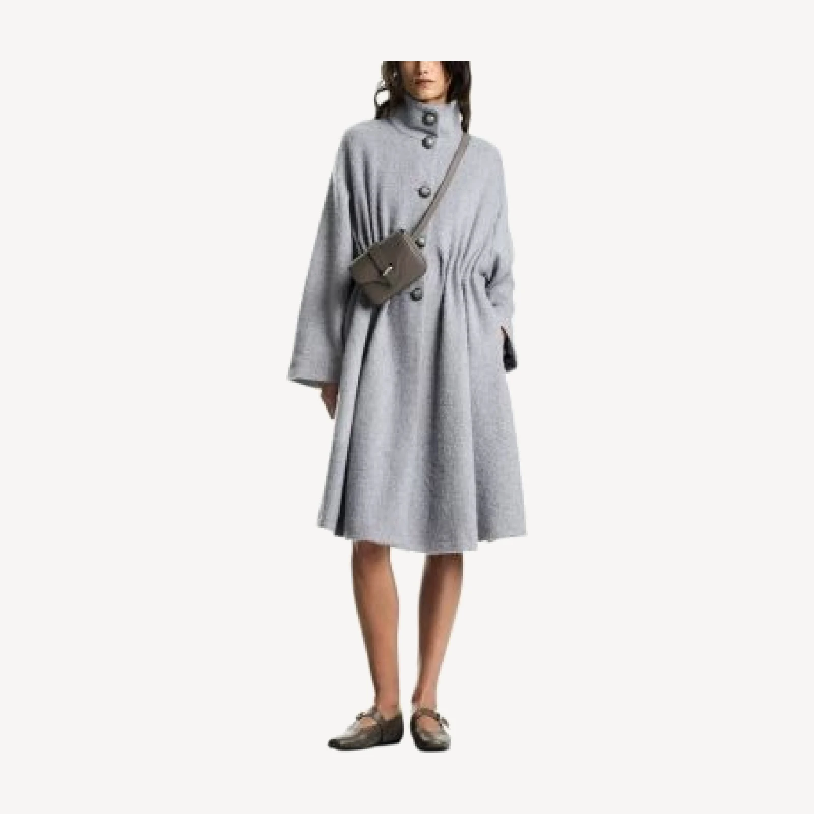 Emporio Armani Mock Neck Cinched Waist Coat