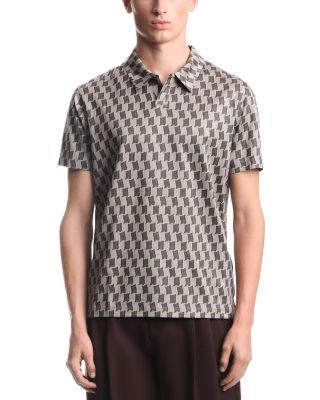 Emporio Armani Check Pattern No Button Jersey Polo Shirt