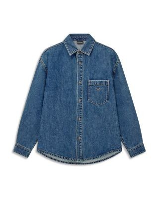 Emporio Armani Cotton Point Collar Denim Shirt