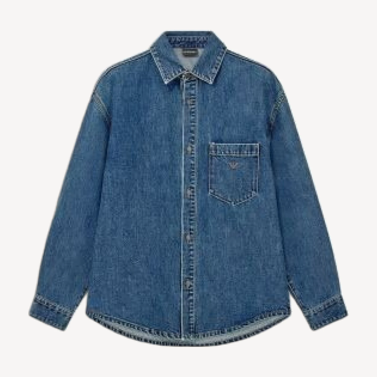 Emporio Armani Cotton Point Collar Denim Shirt