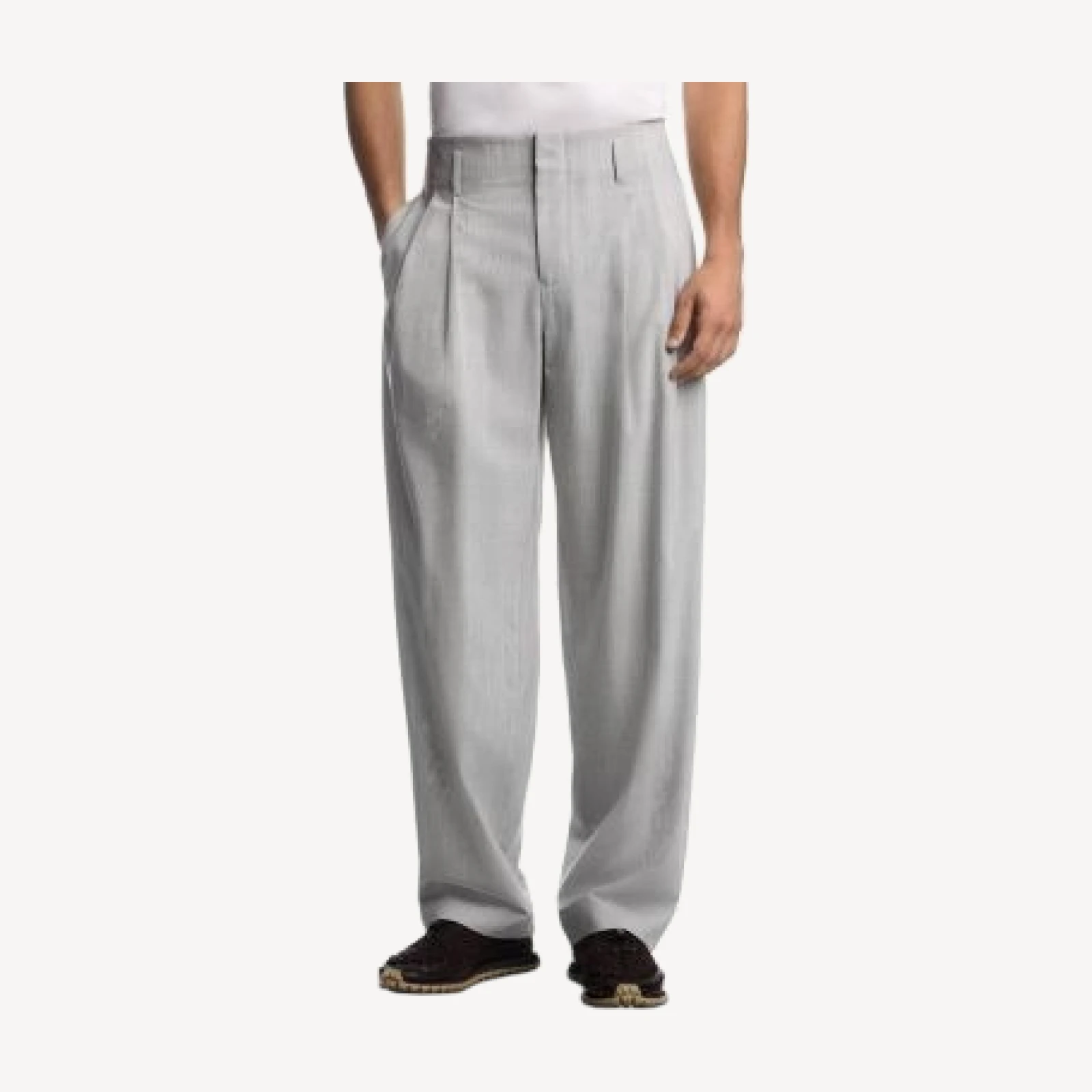 Emporio Armani Wool Blend Stretch Pleated Trousers
