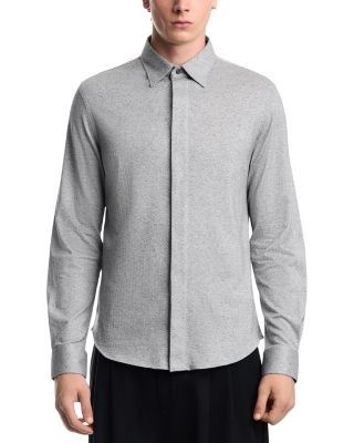 Emporio Armani Cotton Herringbone Hidden Placket Shirt