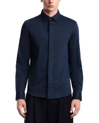 Emporio Armani Cotton Herringbone Hidden Placket Shirt